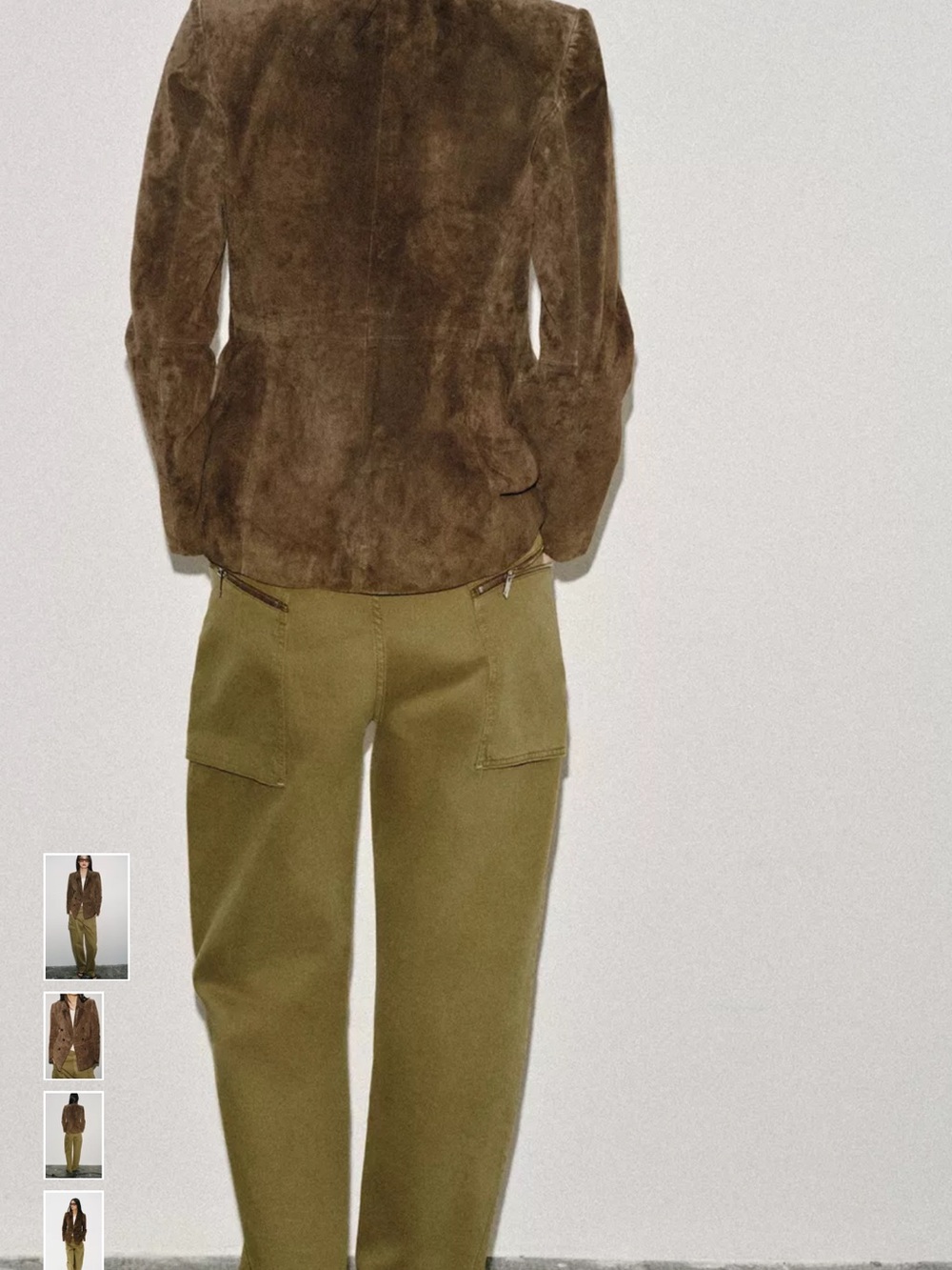 Zara Brown Suede Double-Breasted Blazer - Picture 2 of 2